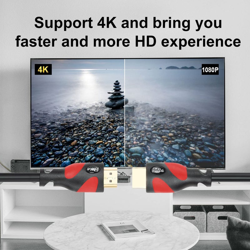 Postta HDMI Cable(40 Feet Red) HDMI 2.0V Support 4K 2160P,1080P,3D,Audio Return and Ethernet -1 Pack - Image 4